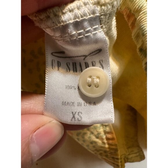 CP Shades Corduroy Button Down Shirt Women XS Yellow Floral Cotton Dainty Office - Picture 4 of 14